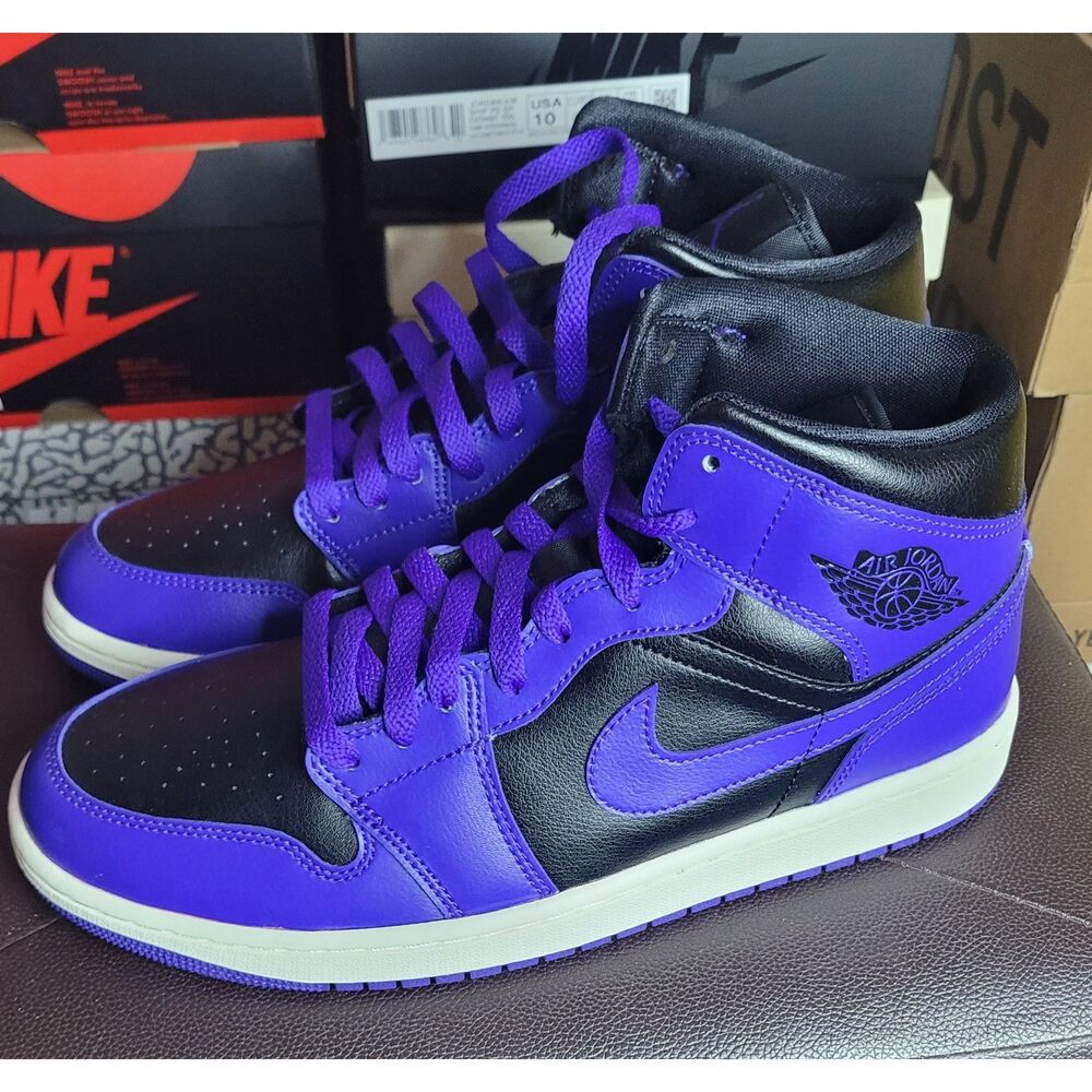 Air Jordan 1 Mid Dark Concord Black Purple Women 11.5 BQ6472-051 Brand New